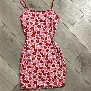 Floral Pink and Red Sun Dress